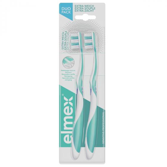 Brosse à dents sensitive professional extra souple Elmex - lot de 2 brosses à dents