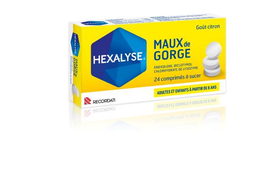 Hexalyse maux de gorge goût citron comprimé - 24 comprimés à sucer