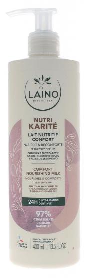 Lait nutritif confort Nutri Karité Laino - flacon-pompe de 400 ml