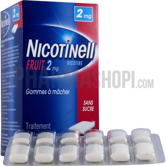 Nicotinell fruit 2mg sans sucre gomme à macher - boite de 96 gommes