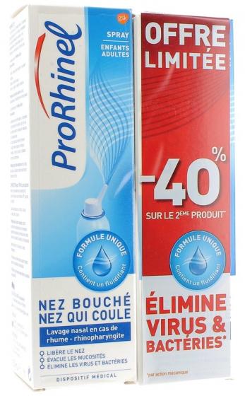 ProRhinel spray enfants-adultes lavage nasal - lot de 2 sprays de 100 ml