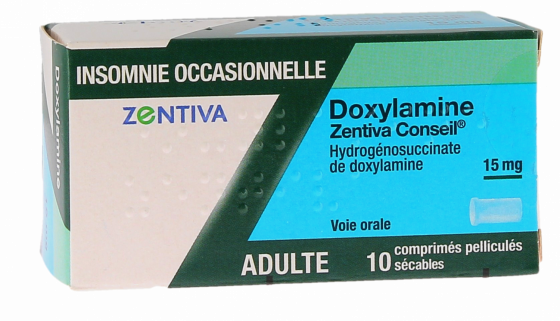 Doxylamine Zentiva 15 mg - boîte de 10 comprimés pelliculés sécables