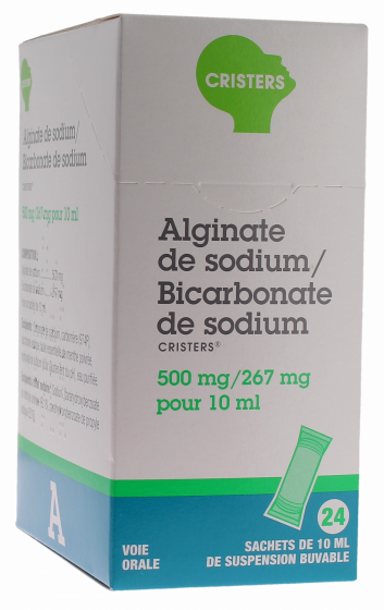 Alginate de sodium/Bicarbonate de sodium 500mg/267mg pour 10ml - boîte de 24 sachets de suspension buvable