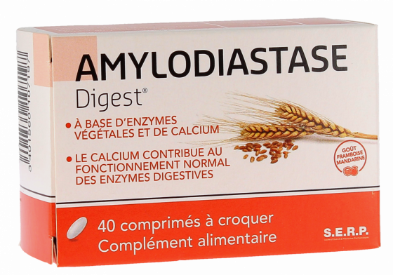 Amylodiastase Digest goût framboise mandarine - boîte de 40 comprimés à croquer