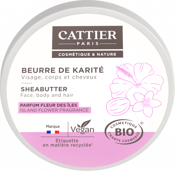 Beurre de Karité parfum fleurs des îles bio Cattier - pot 100 g