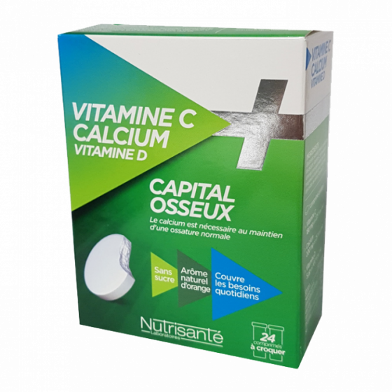 Capital osseux Vitamine C + D + Calcium Nutrisanté - boite de 24 comprimés