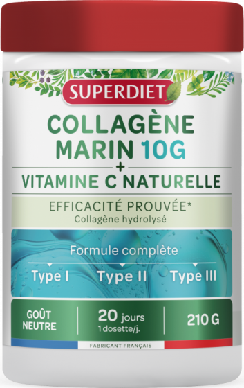 Collagène marin 10g + Vitamine C Superdiet - pot de 210g