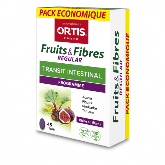 Transit intestinal fruits et fibres regular Ortis - boite de 45 comprimés