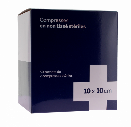 Compresses stériles non tissé 3M - 50 sachets de 2 compresses stériles de 10x10 cm
