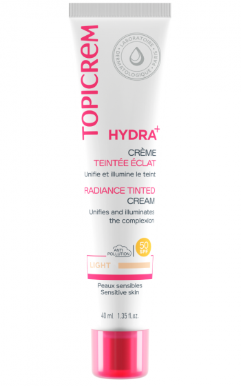 Hydra+ Crème teintée éclat Light SPF 50 Topicrem - tube de 40 ml