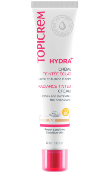 Hydra+ Crème teintée éclat Médium SPF 50 Topicrem - tube de 40 ml