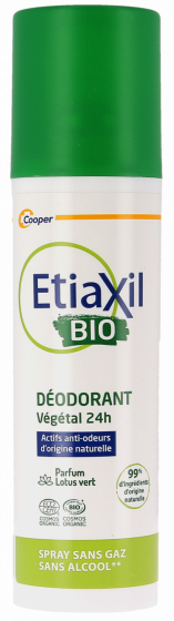 Déodorant spray végétal 24h bio sans aluminium Etiaxil - spray de 100ml
