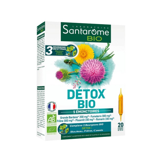 Detox Bio 5 émonctoires Santarome - Boite de 20 ampoules
