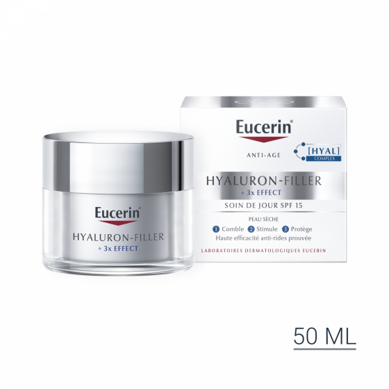 Hyaluron-Filler + 3x Effect Soin de jour SPF15 peau sèche Eucerin - pot de 50 ml