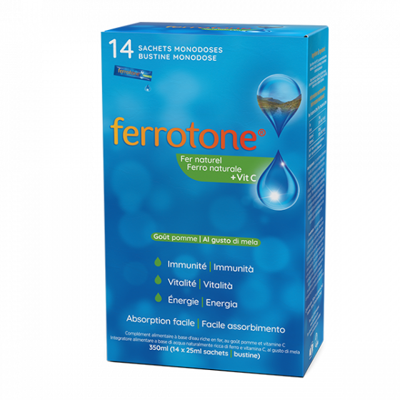 Ferrotone + vitamine C goût pomme Famadem - boîte de 14 sachets