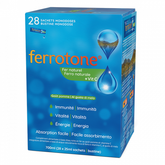 Ferrotone + vitamine C goût pomme Famadem - boîte de 28 sachets