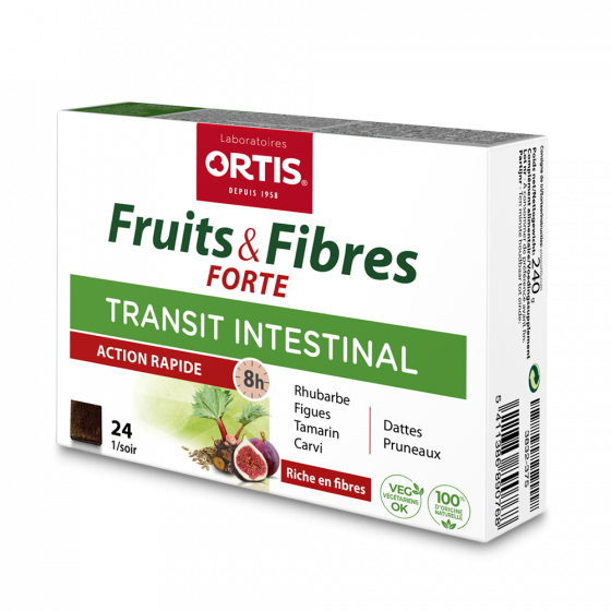 Fruits & Fibres Forte Transit intestinal Ortis - boite de 24 cubes à mâcher