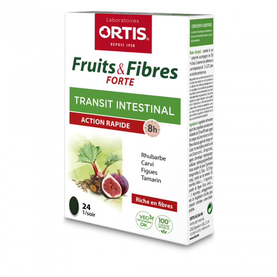 Fruits & Fibres forte Transit intestinal action rapide Ortis - boîte de 24 comprimés