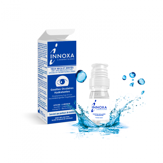 Gouttes oculaires hydratantes incolores yeux secs et irrités formule incolore Innoxa - flacon de 10 ml
