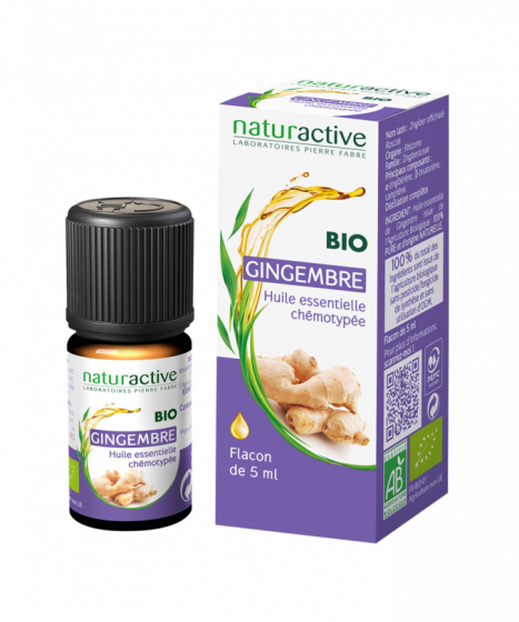 Huile essentielle chémotypée bio gingembre Naturactive - flacon de 5 ml