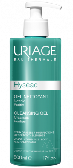 Hyséac gel nettoyant Uriage - flacon pompe de 500ml
