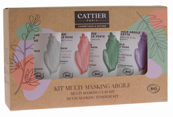 Kit multi-masking argile bio Cattier - coffret de 4 produits