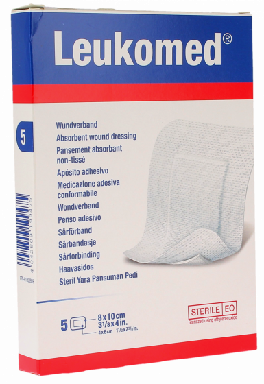 Leukomed pansements absorbants non-tissés Bsn médical - boite de 5 pansements de 8x10cm