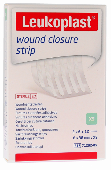 Leukosan Strip sutures cutanées adhésives BSN Médical - 12 strips de 6 x 38 mm