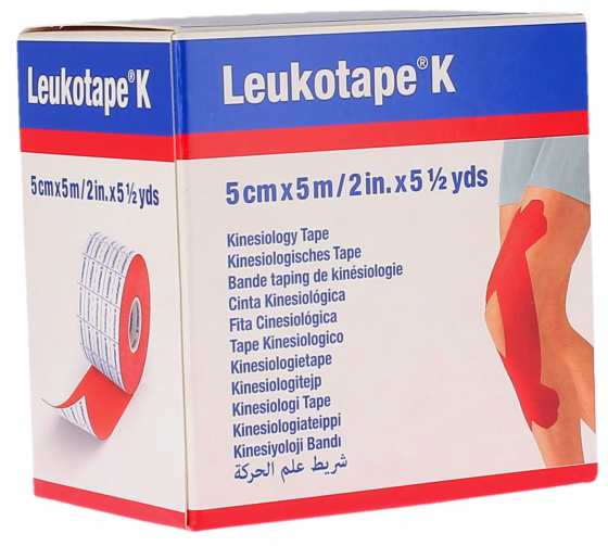 Leukotape K bande adhésive taping élastique rouge BSN médical - bande de 5cm x 5m