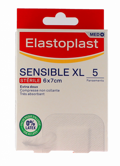 Med+ sensible pansement stérile Elastoplast - boite de 5 pansements de 6x7cm