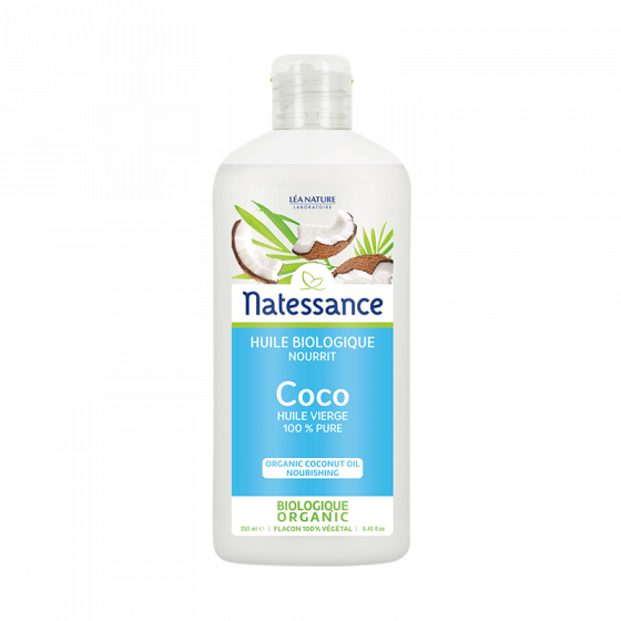 Coco bio huile vierge 100% pure Natessance - flacon de 250 ml