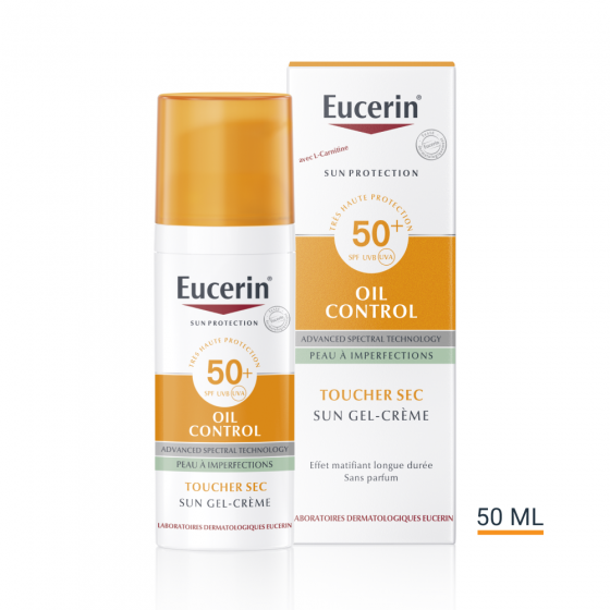 Oil control sun gel-crème visage spf 50+ Eucerin - tube de 50 ml