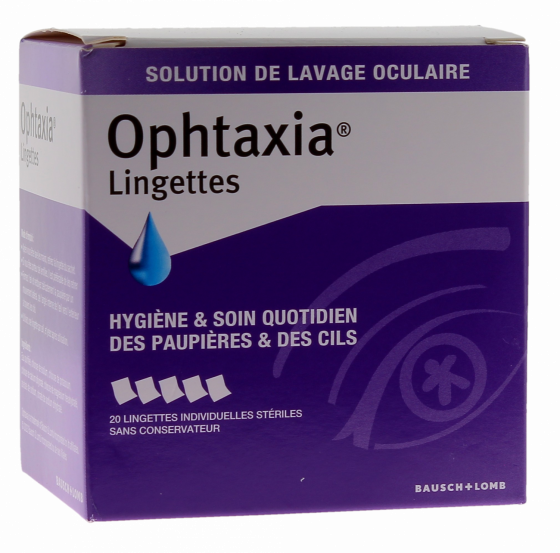 Ophtaxia lingettes Bausch Lomb - boite de 20 lingettes