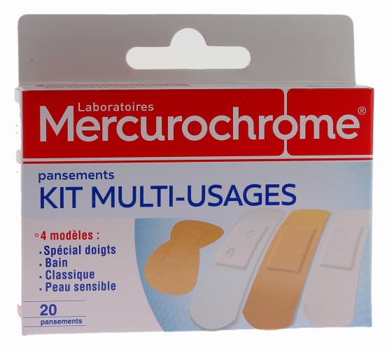 Pansements kit multi-usages Mercurochrome - boîte de 20 unités