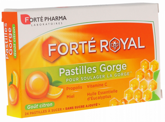 Forté Royal Pastilles pour soulager la gorge goût citron Forté Pharma - boîte de 24 pastilles