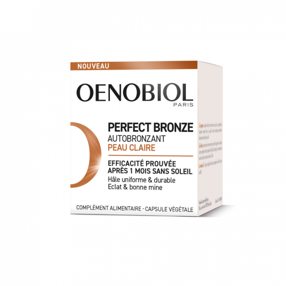 Perfect Bronze autobronzant peau claire Oenobiol - pot de 30 capsules