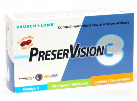 Preservision 3 complément alimentaire à visée oculaire Bausch lomb - Boite de 60 capsules