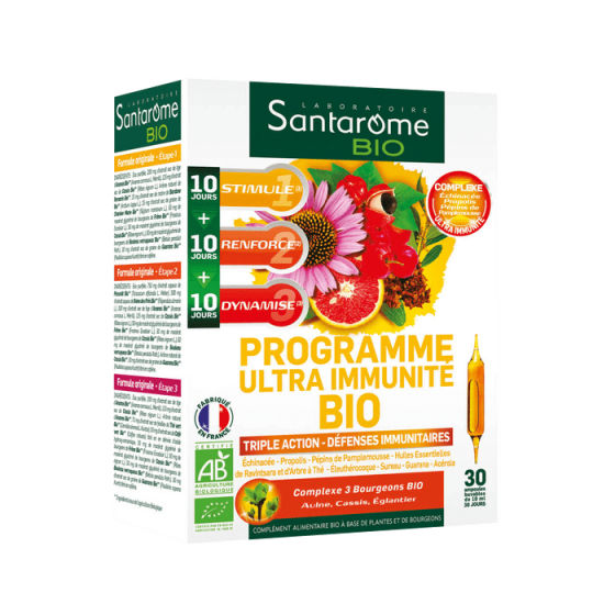 Programme ultra-immunité bio Santarome - boîte de 30 ampoules