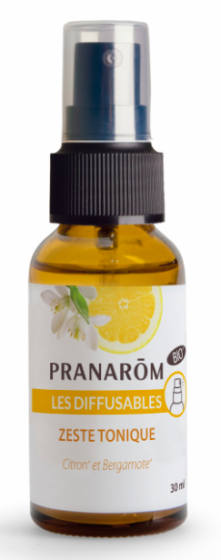 Spray Les Diffusables zeste tonique citron bio Pranarôm - spray de 30ml