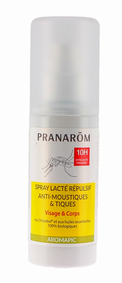 Spray lacté répulsif anti-moustiques et tiques Pranarôm - spray de 100ml