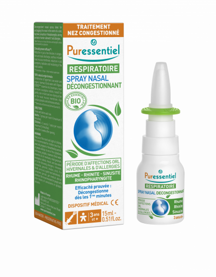 Spray nasal décongestionnant aux huiles essentielles bio Puressentiel - spray de 15 ml
