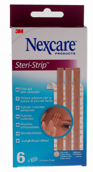 Steri-strip Sutures cutanées Nexcare - boite de 6 bandelettes de 6 mm x 75 mm