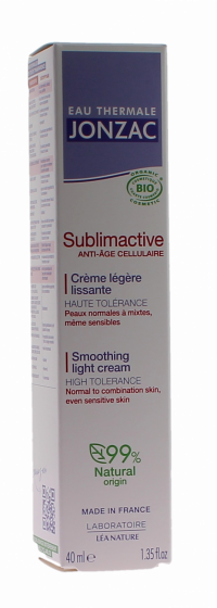 Sublimactive Crème légère lissante bio Eau Thermale Jonzac - tube pompe 40 ml