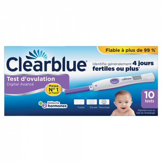 Test d'ovulation digital avancé Clearblue - boite de 10 tests
