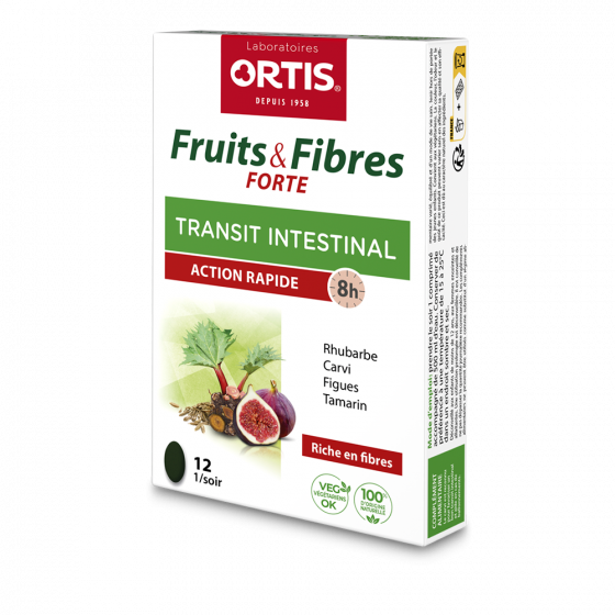 Fruits & Fibres Forte Transit intestinal Ortis - boîte de 12 comprimés