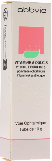 Vitamine A Dulcis 25000 U.I pour 100g pommade ophtalmique - tube de 10g