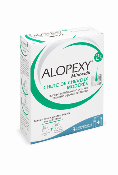Alopexy 2% solution pour application cutanée - boîte de 3 flacons de 60ml