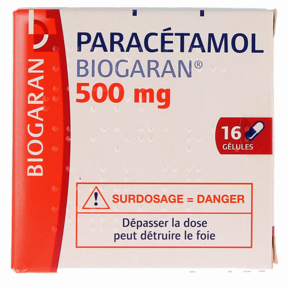 Paracétamol Biogaran 500mg - boîte de 16 gélules
