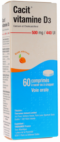 Cacit Vitamine D3 500mg/440 U.I - 60 comprimés