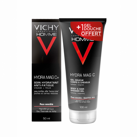 Hydra mag C+ Soin hydratant anti-fatigue Vichy - tube de 50ml + hydra mac C gel douche corps et cheveux 100ml offert